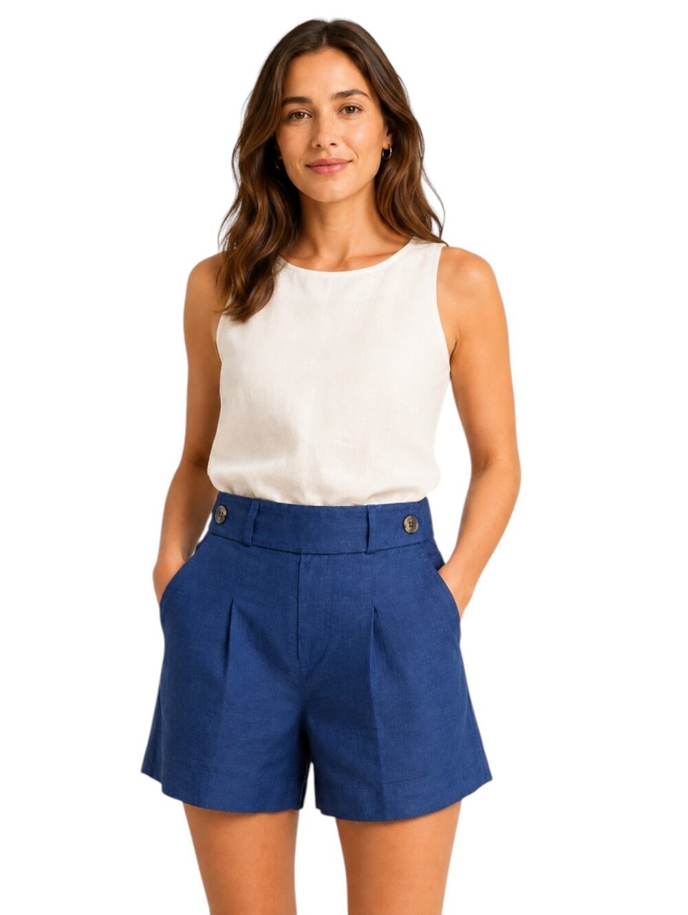 Kut from the Kloth Linen Shorts Sailor High Rise Pull On Navy Size 2 NWOT